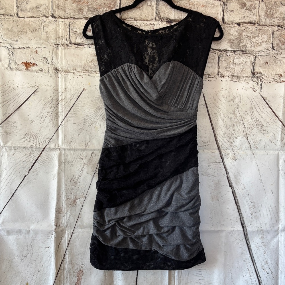 Guess Black and Gray Lace Dress